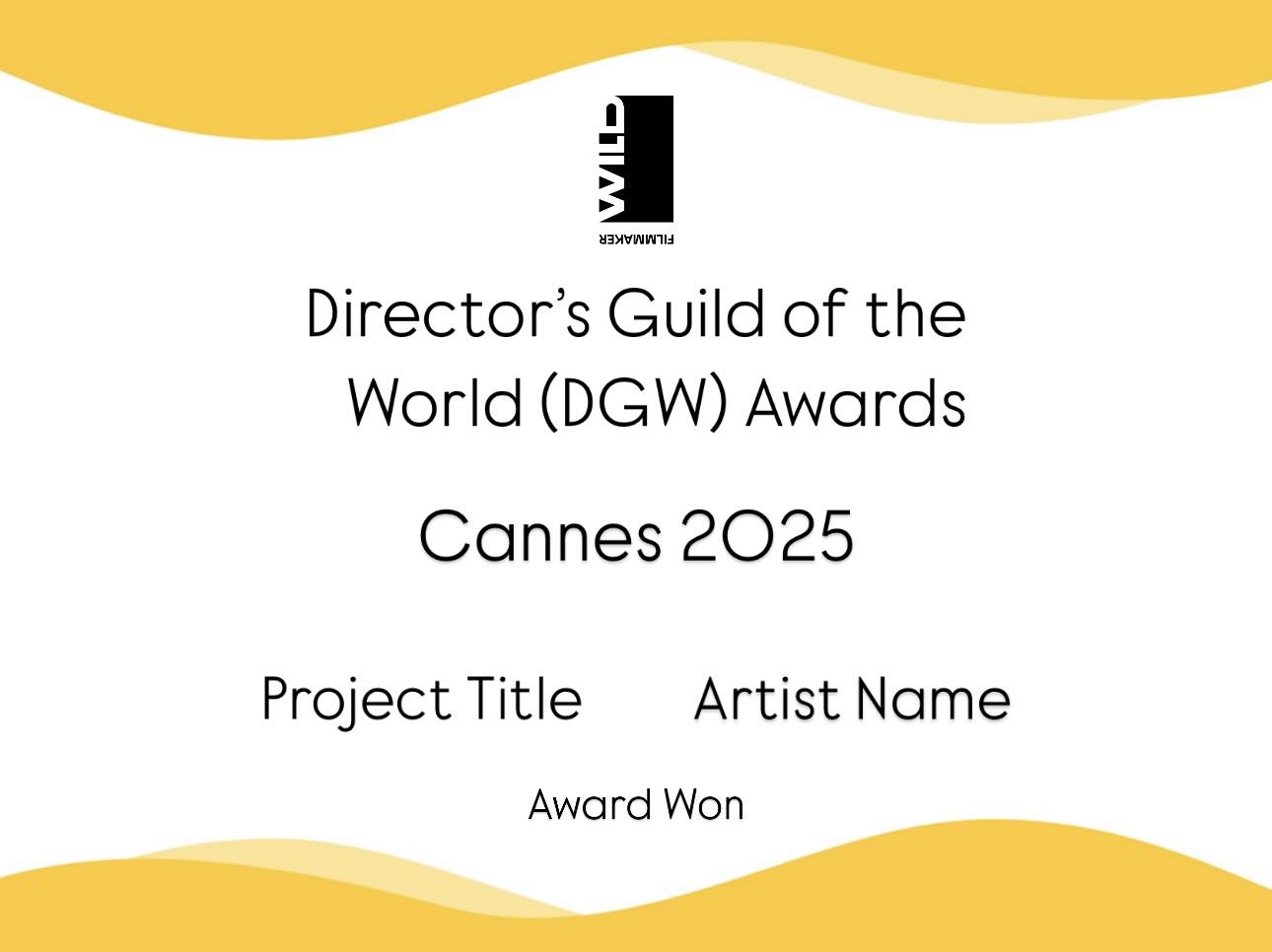 CERTIFICATE CANNES 2025 – Director’s Guild of the World (DGW) Awards
