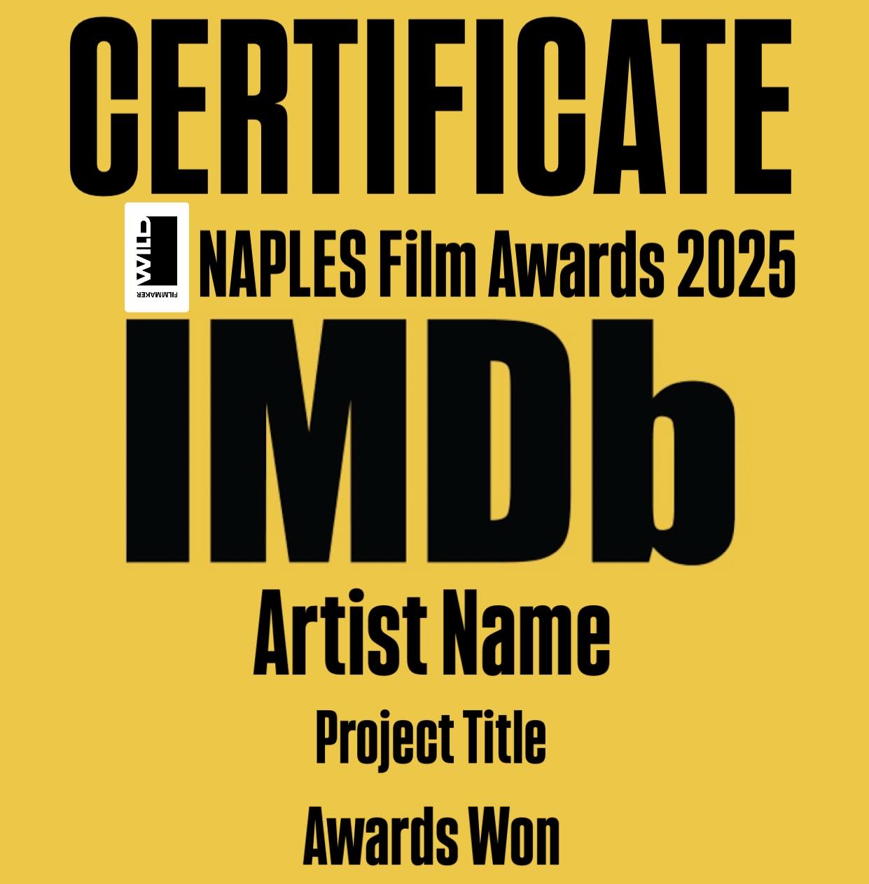 NAPLES FILM AWARDS – CERTIFICATE IMDb