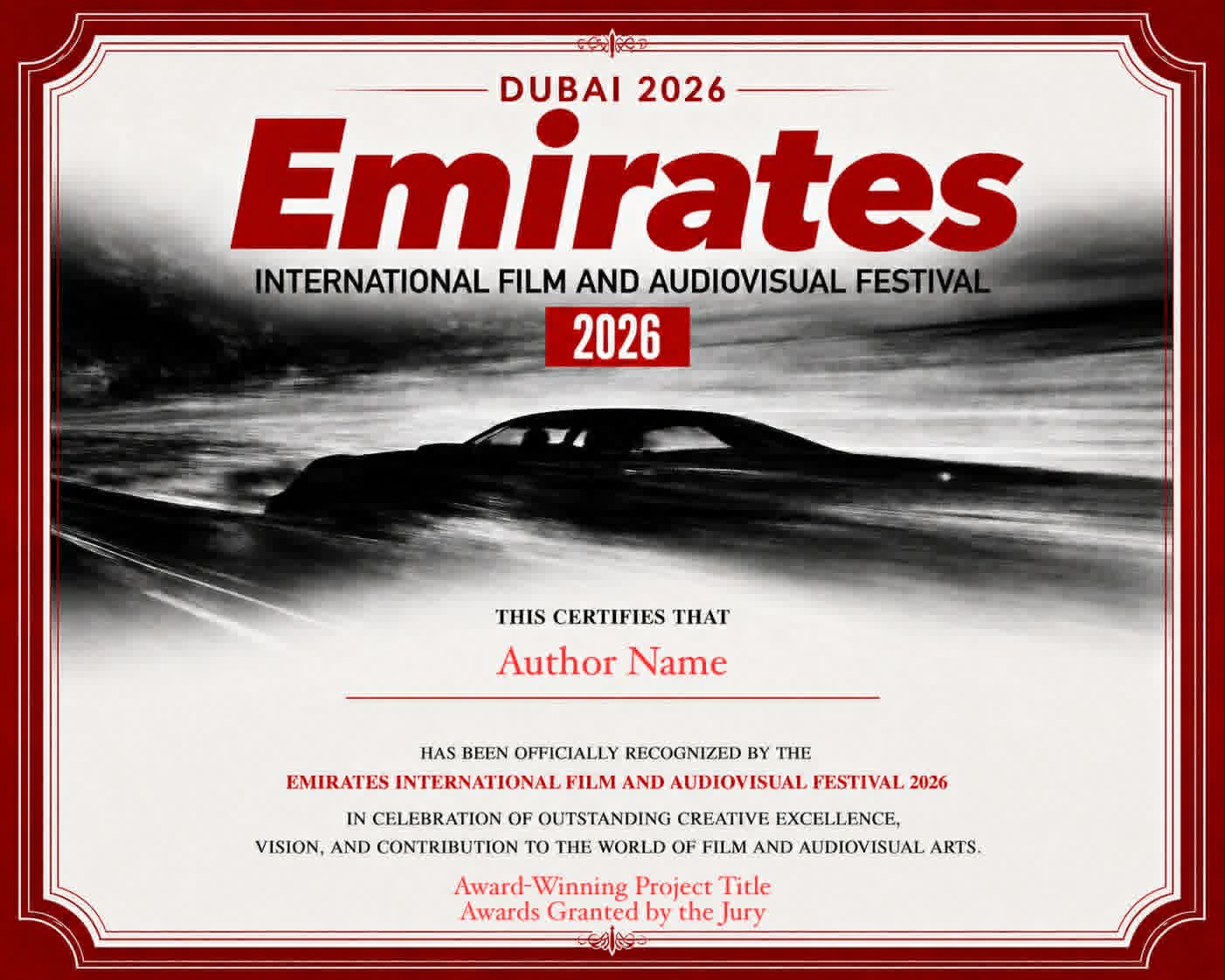 Claim your certificate from the Emirates International Film and Audiovisual Festival in Dubai!